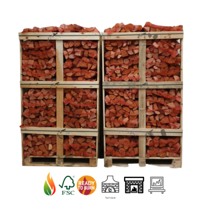 KD Firewood logs in nets